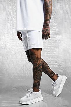 Boohoo White & Gold Man Tricot Pintuck Shorts