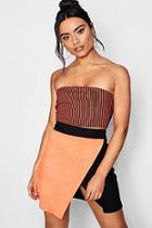 Boohoo Lucy Colour Block Woven Suedette Mini Skirt