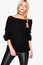 Boohoo Abigail Bardot Jumper Black