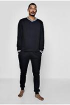 Boohoo Stripe V Neck Slim Fit Lounge Set