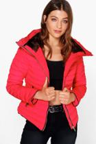 Boohoo Emma Crop Bubble Coat Red