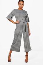 Boohoo Libby Checked Kimono Sleeve Jumpsuit