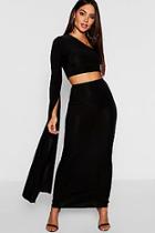 Boohoo One Shoulder Extreme Sleeve + Maxi Skirt Co-ord