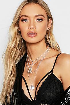 Boohoo Cross Sovereign Coin Layered Necklace
