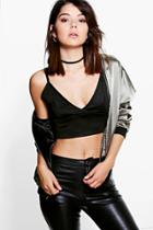 Boohoo Emilia Reversible Satin Bomber Khaki