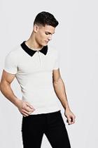 Boohoo Short Sleeve Zip Polo With Ribbed Collar