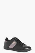 Boohoo Ellie Metallic Stripe Lace Up Trainer Black
