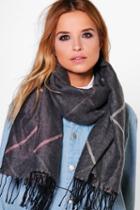 Boohoo Lena Simple Check Oversize Scarf Pink