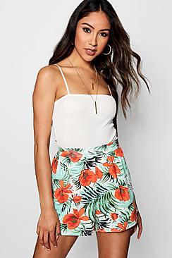 Boohoo Nolita Palm Print Flippy Shorts