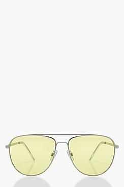 Boohoo Edie Yellow Lens Aviators