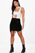 Boohoo Alice O Ring Wrap Tie Mini Skirt