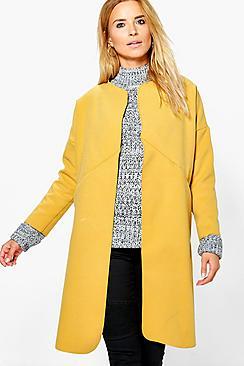 Boohoo Holly Collarless Wool Look Coat