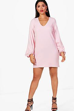 Boohoo Jess Exaggerated Balloon Sleeve Shift Dress