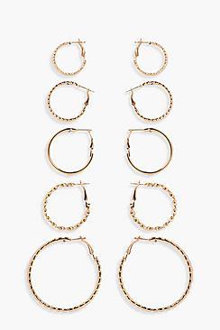 Boohoo Tanya Twisted & Plain Hoop 5 Pack