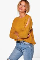 Boohoo Caitlin Cold Shoulder Jumper Mustard