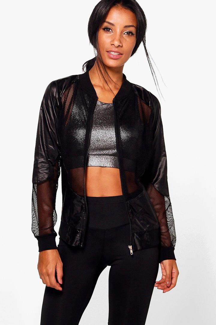 Boohoo Ella Fit Bomber Sports Jacket Black