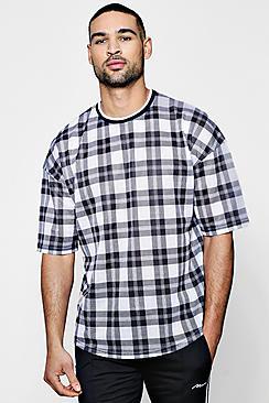 Boohoo Check Print Mesh T-shirt