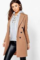 Boohoo Petite Fatih Double Breasted Camel Duster Coat