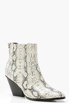 Boohoo Western Style Snake Print Ankle Boots