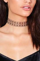 Boohoo Alice Patterned Lace Thick Choker