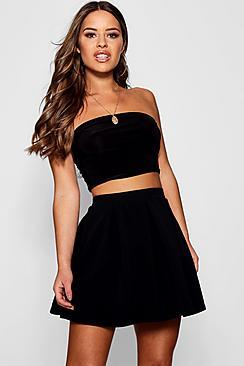 Boohoo Petite Shannon Box Pleat Skater Skirt