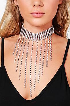 Boohoo Lillie Statement Diamante Plunge Choker