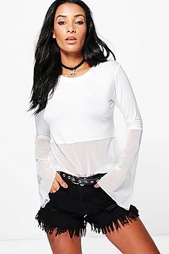 Boohoo Kayleigh Woven Cuff T-shirt