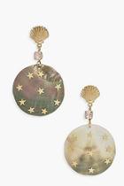 Boohoo Iridescent Shell Disc Earrings