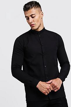 Boohoo Slim Fit Long Sleeve Grandad Shirt