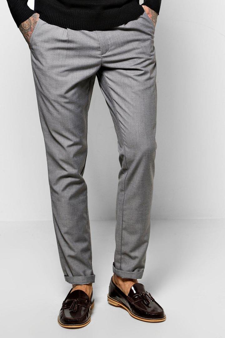 Boohoo Skinny Fit Tailored Trousers Grey