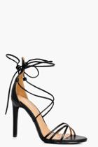 Boohoo Laura Wrap Up Stiletto Heel Black