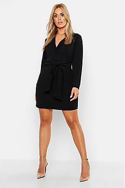 Boohoo Plus Belted Shirt Dress