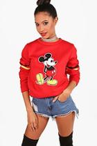 Boohoo Disney Mickey Stripe Sleeve Sweatshirt