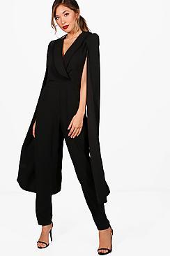 Boohoo Aimee Cape Tailored Jumpsuit