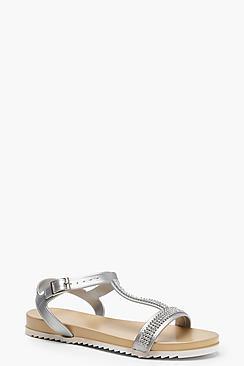 Boohoo Diamante T-bar Sandals