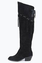 Boohoo Boutique Ella Leather Over The Knee Tassel Boot
