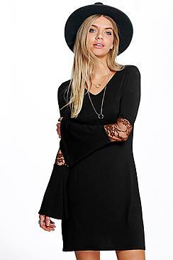 Boohoo Luana Lace Detail Swing Dress