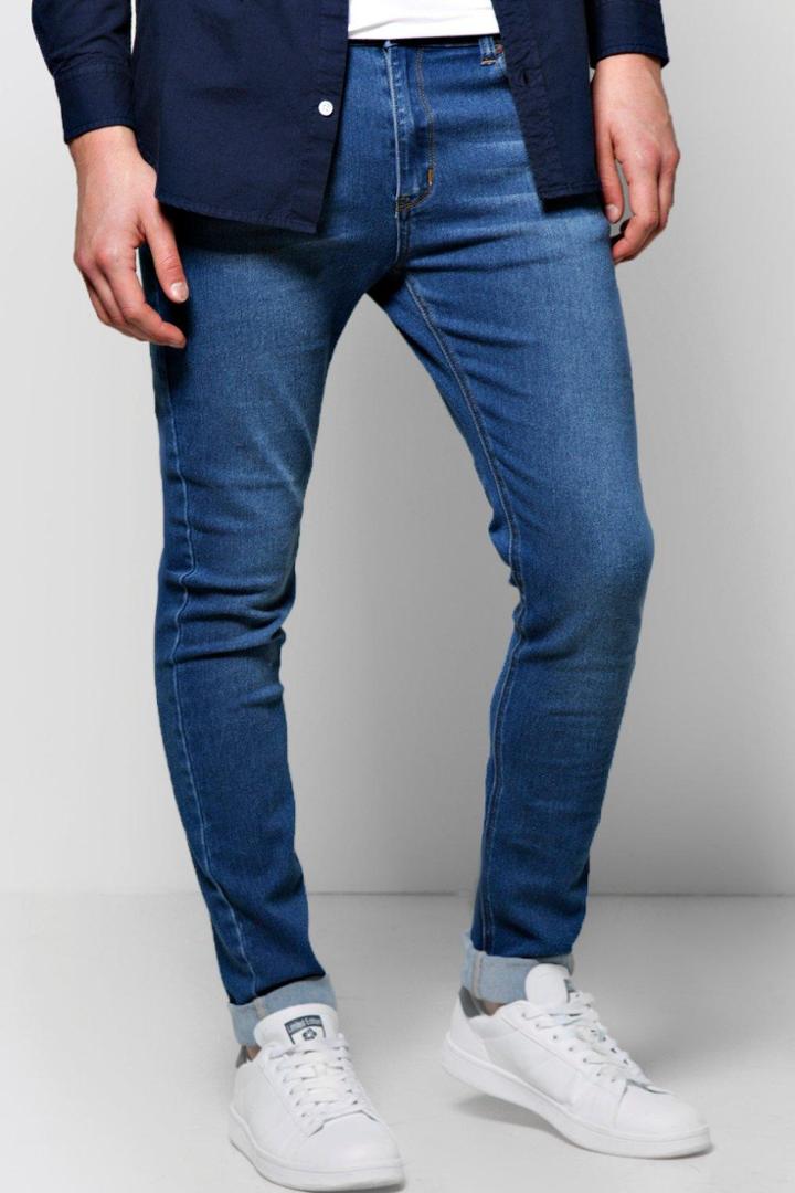 Boohoo Skinny Fit Washed Jeans Blue