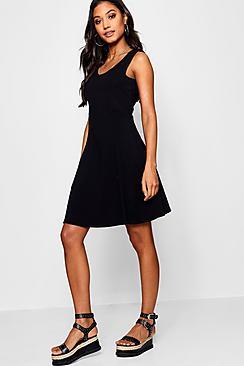 Boohoo Seam Detail Skater Dress