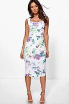 Boohoo Rosalinda Floral Sweetheart Midi Dress