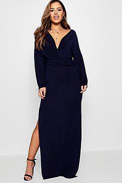 Boohoo Petite  Volume Sleeve Split Leg Maxi Dress