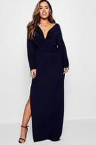 Boohoo Petite  Volume Sleeve Split Leg Maxi Dress