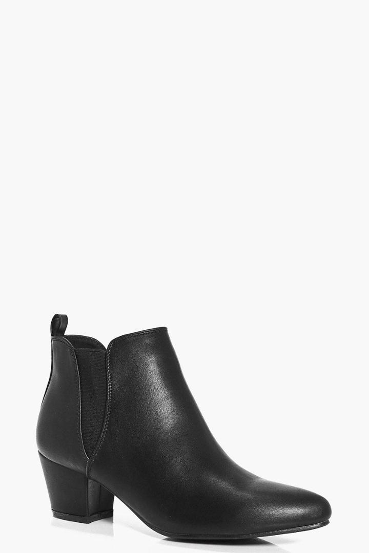 Boohoo Tilly Low Block Heel Chelsea Boot Black