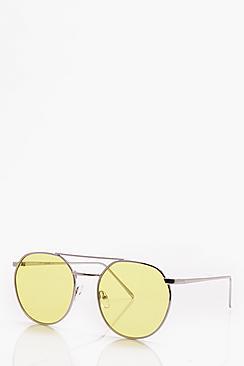 Boohoo Yellow Tinted Round Sunglasses