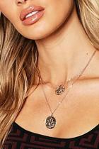 Boohoo Double Coin Layered Necklace