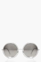 Boohoo Ellie Cut Out Mirrored Round Sunglasses Silver