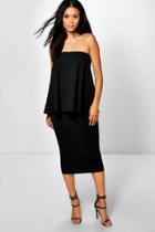 Boohoo Kelly Longline Bandeau & Midi Skirt Co-ord Black