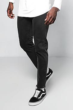 Boohoo Tapered Fit Charcoal Denim Jeans In 11oz