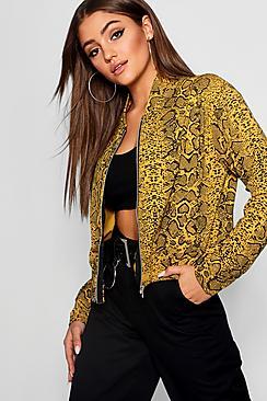 Boohoo Snake Print Bomber
