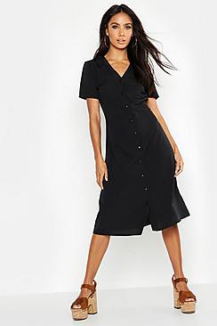 Boohoo Button Through Midi Tea Dress